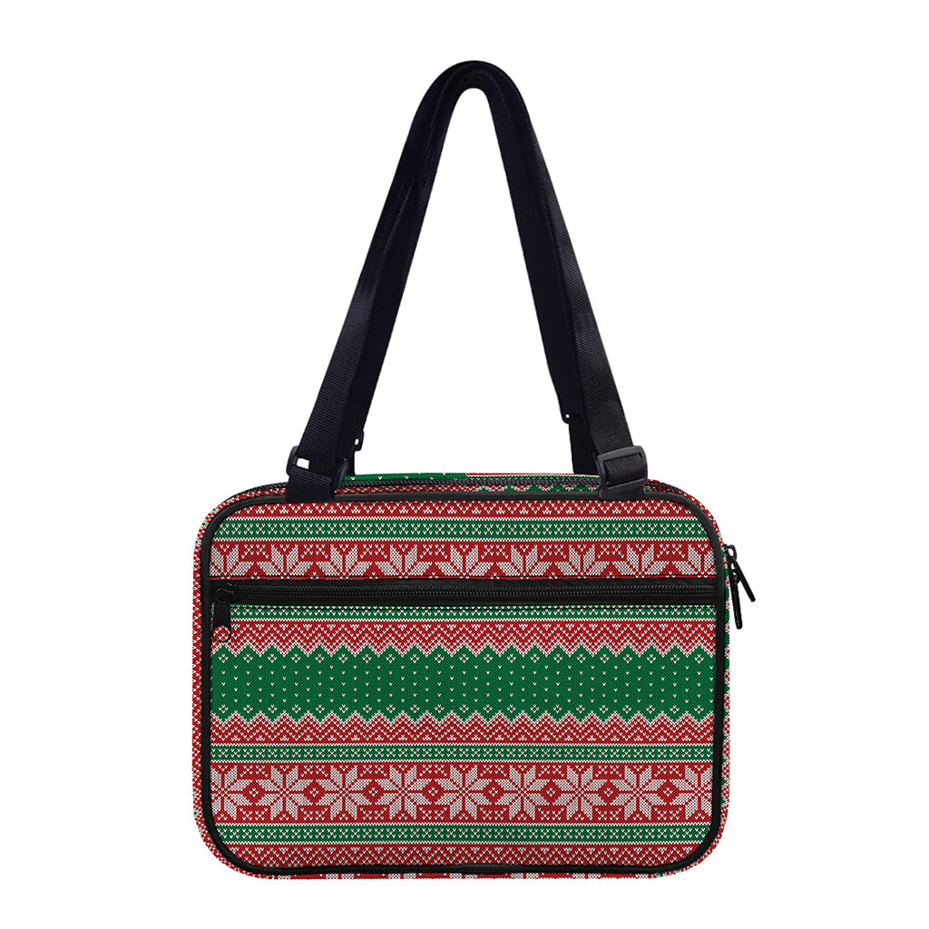 Christmas Knitted Pattern Print Double Strap Bible Bag