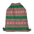 Christmas Knitted Pattern Print Drawstring Bag