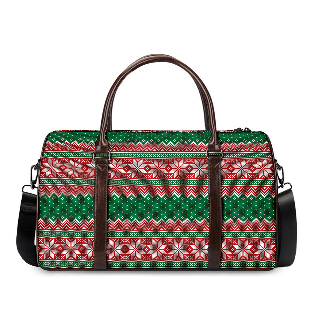 Christmas Knitted Pattern Print Duffle Bag