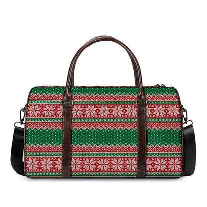 Christmas Knitted Pattern Print Duffle Bag