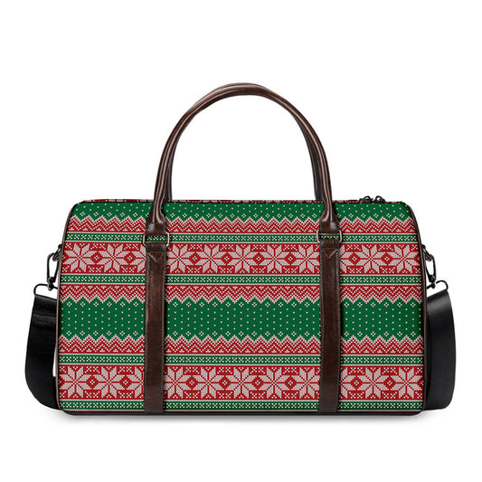 Christmas Knitted Pattern Print Duffle Bag