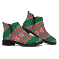 Christmas Knitted Pattern Print Flat Ankle Boots