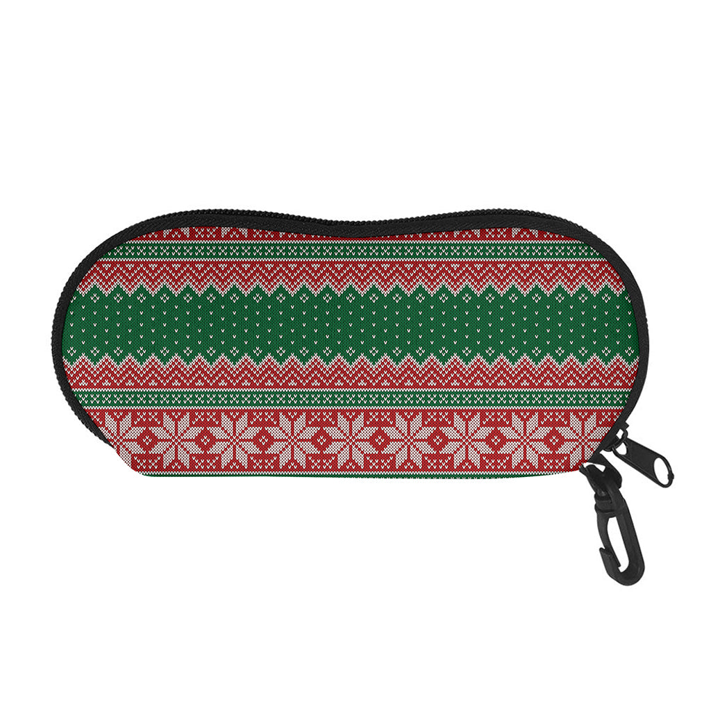 Christmas Knitted Pattern Print Glasses Case