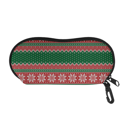 Christmas Knitted Pattern Print Glasses Case