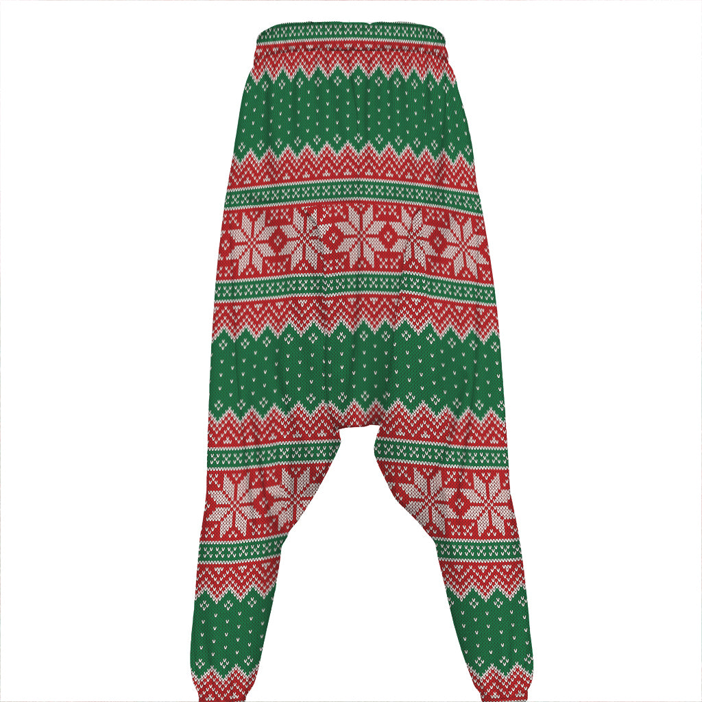 Christmas Knitted Pattern Print Hammer Pants