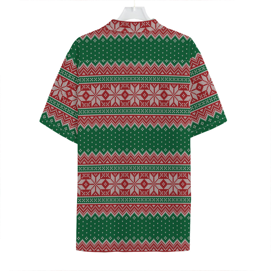 Christmas Knitted Pattern Print Hawaiian Shirt