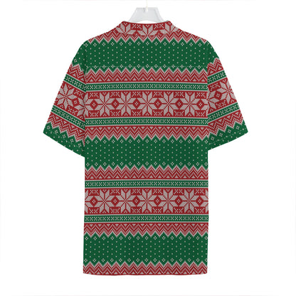 Christmas Knitted Pattern Print Hawaiian Shirt