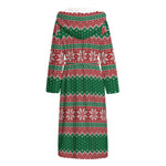 Christmas Knitted Pattern Print Hooded Bathrobe
