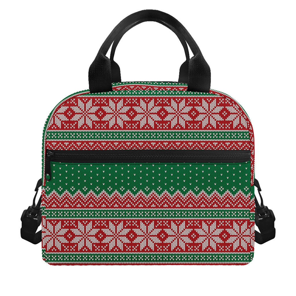 Christmas Knitted Pattern Print Insulated Lunch Bag