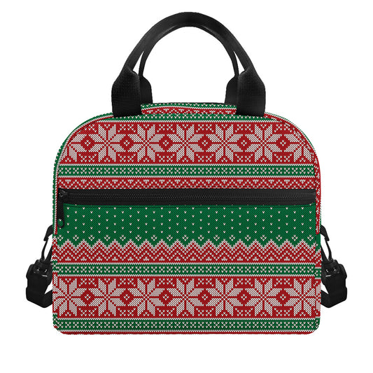 Christmas Knitted Pattern Print Insulated Lunch Bag
