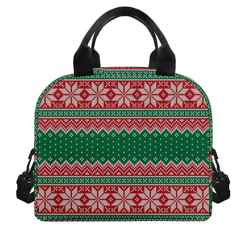 Christmas Knitted Pattern Print Insulated Lunch Bag