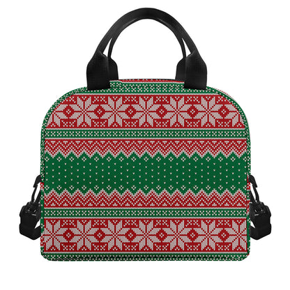 Christmas Knitted Pattern Print Insulated Lunch Bag