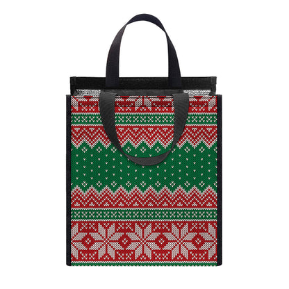 Christmas Knitted Pattern Print Insulated Lunch Tote