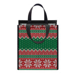 Christmas Knitted Pattern Print Insulated Lunch Tote