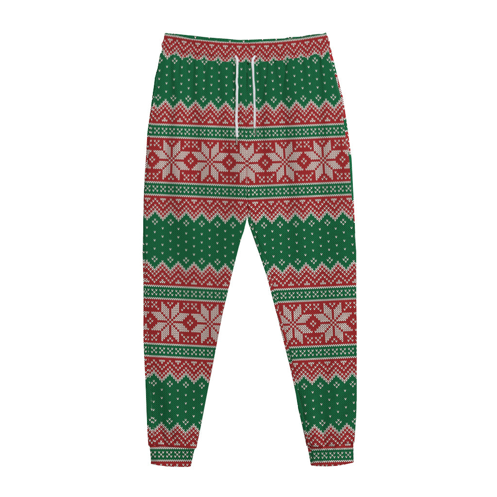 Christmas Knitted Pattern Print Jogger Pants