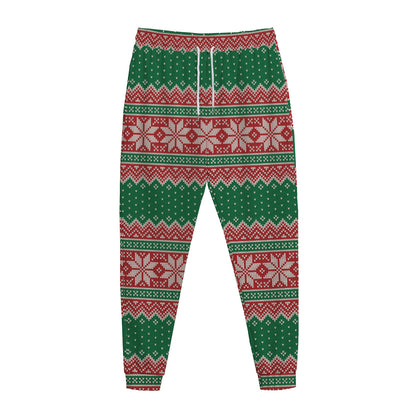 Christmas Knitted Pattern Print Jogger Pants