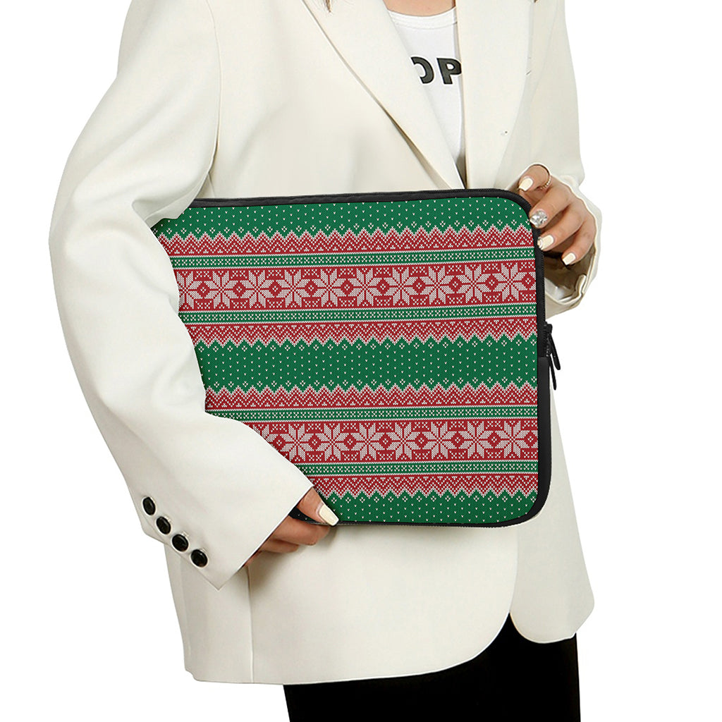 Christmas Knitted Pattern Print Laptop Sleeve