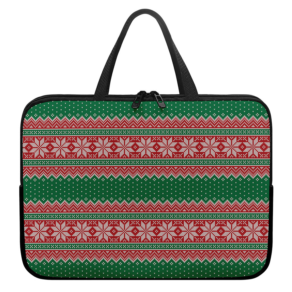 Christmas Knitted Pattern Print Laptop Sleeve With Handle