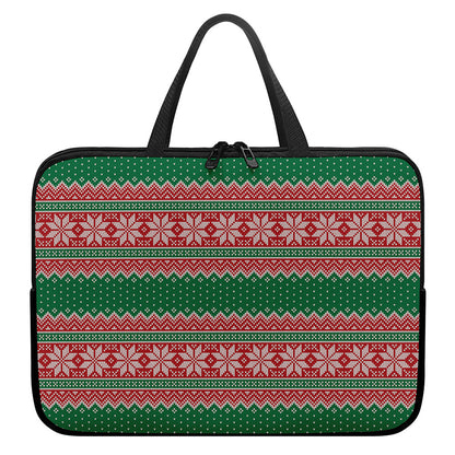 Christmas Knitted Pattern Print Laptop Sleeve With Handle
