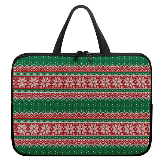 Christmas Knitted Pattern Print Laptop Sleeve With Handle