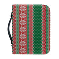 Christmas Knitted Pattern Print Leather Bible Cover