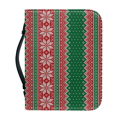 Christmas Knitted Pattern Print Leather Bible Cover