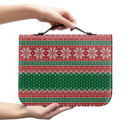 Christmas Knitted Pattern Print Leather Bible Cover