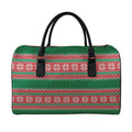 Christmas Knitted Pattern Print Leather Duffel Bag
