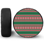 Christmas Knitted Pattern Print Leather Spare Tire Cover