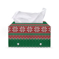 Christmas Knitted Pattern Print Leather Tissue Box Cover