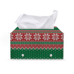 Christmas Knitted Pattern Print Leather Tissue Box Cover