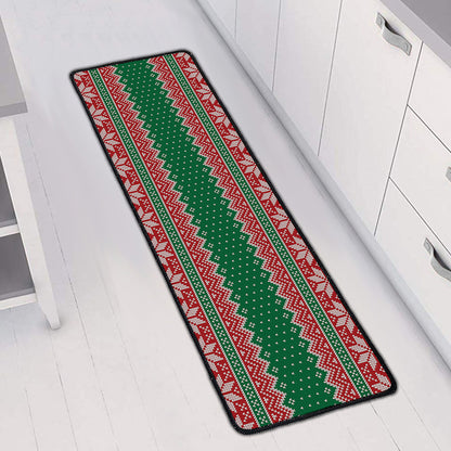 Christmas Knitted Pattern Print Long Kitchen Mat