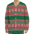 Christmas Knitted Pattern Print Long Sleeve Baseball Jersey