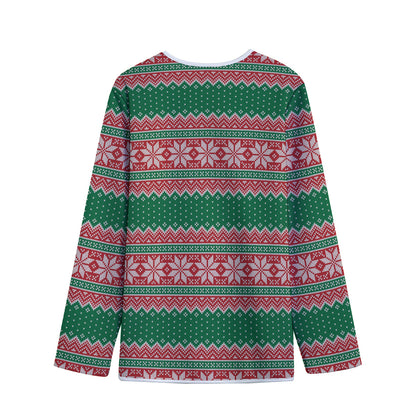Christmas Knitted Pattern Print Long Sleeve Short Coat