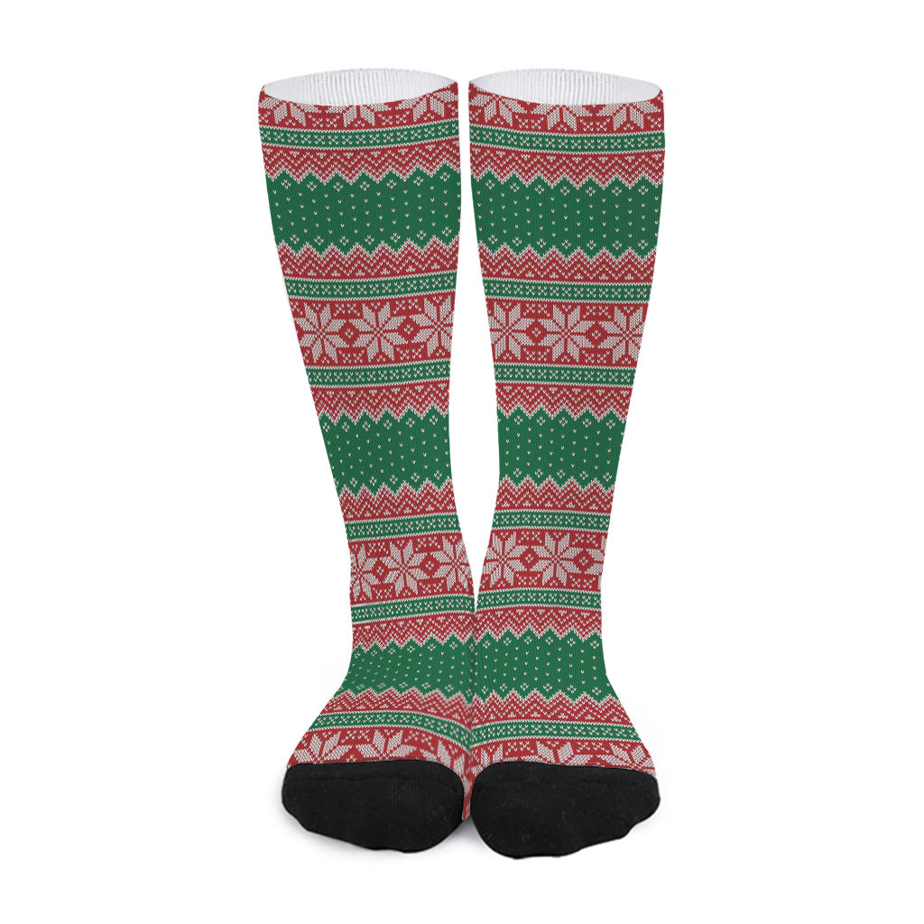 Christmas Knitted Pattern Print Long Socks