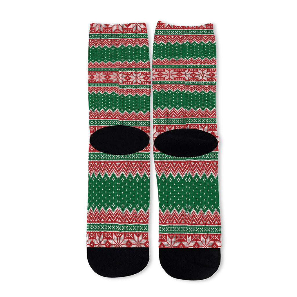 Christmas Knitted Pattern Print Long Socks