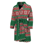 Christmas Knitted Pattern Print Men's Bathrobe