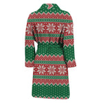 Christmas Knitted Pattern Print Men's Bathrobe