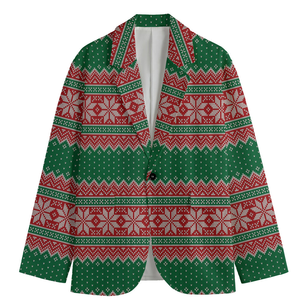 Christmas Knitted Pattern Print Men's Blazer