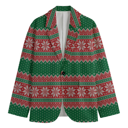 Christmas Knitted Pattern Print Men's Blazer