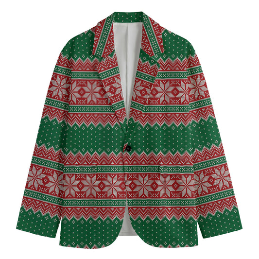 Christmas Knitted Pattern Print Men's Blazer