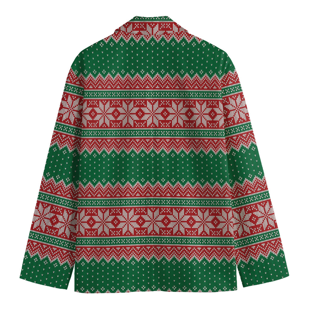 Christmas Knitted Pattern Print Men's Blazer
