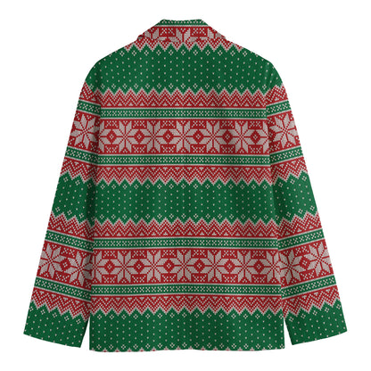 Christmas Knitted Pattern Print Men's Blazer