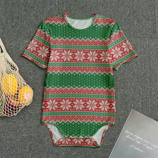 Christmas Knitted Pattern Print Men's Bodysuit