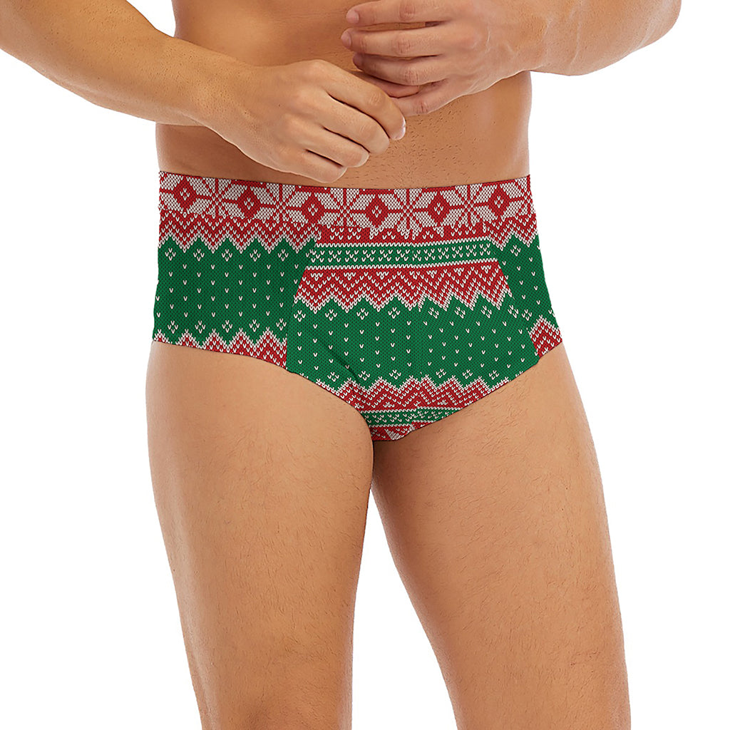 Christmas Knitted Pattern Print Men's Briefs
