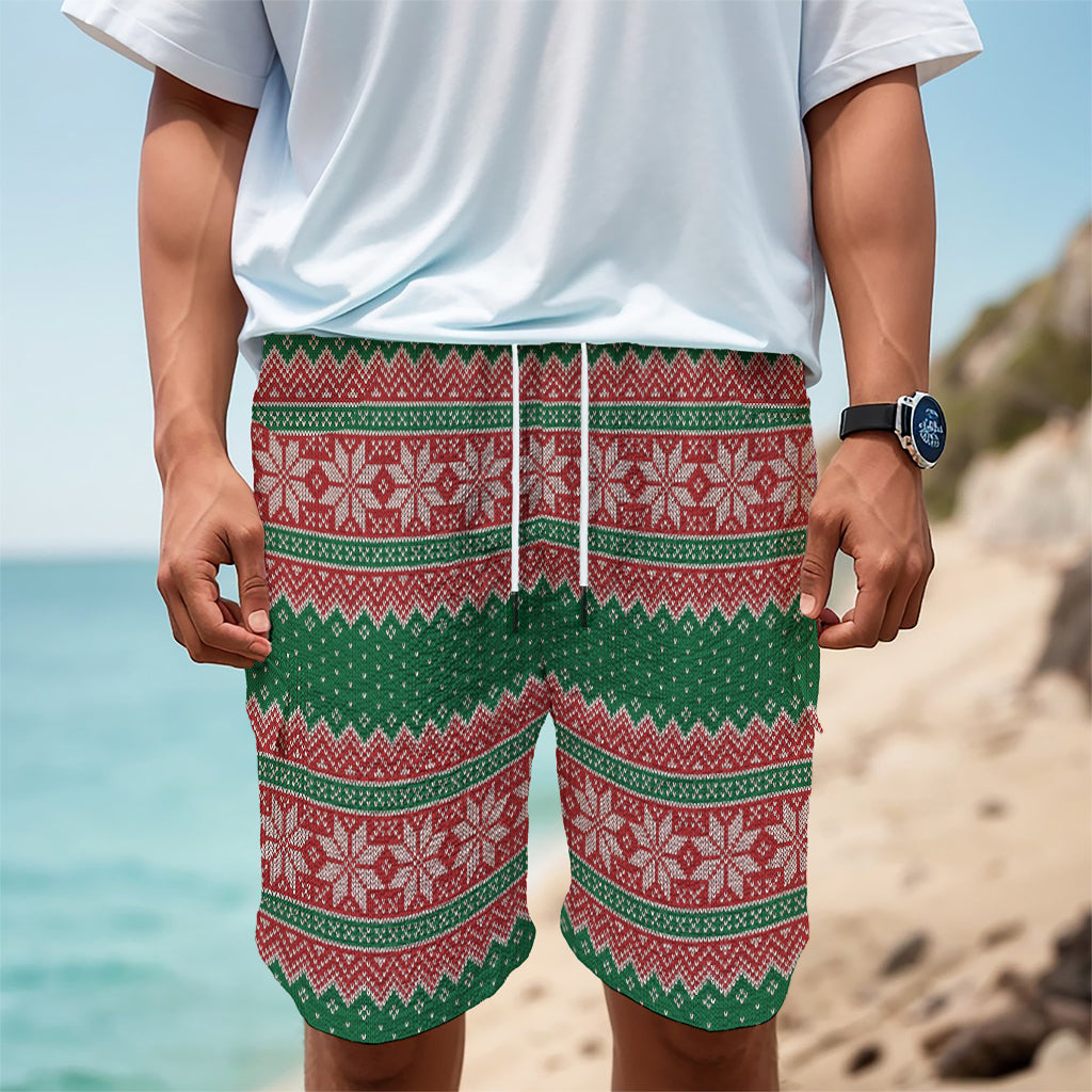 Christmas Knitted Pattern Print Men's Cargo Shorts