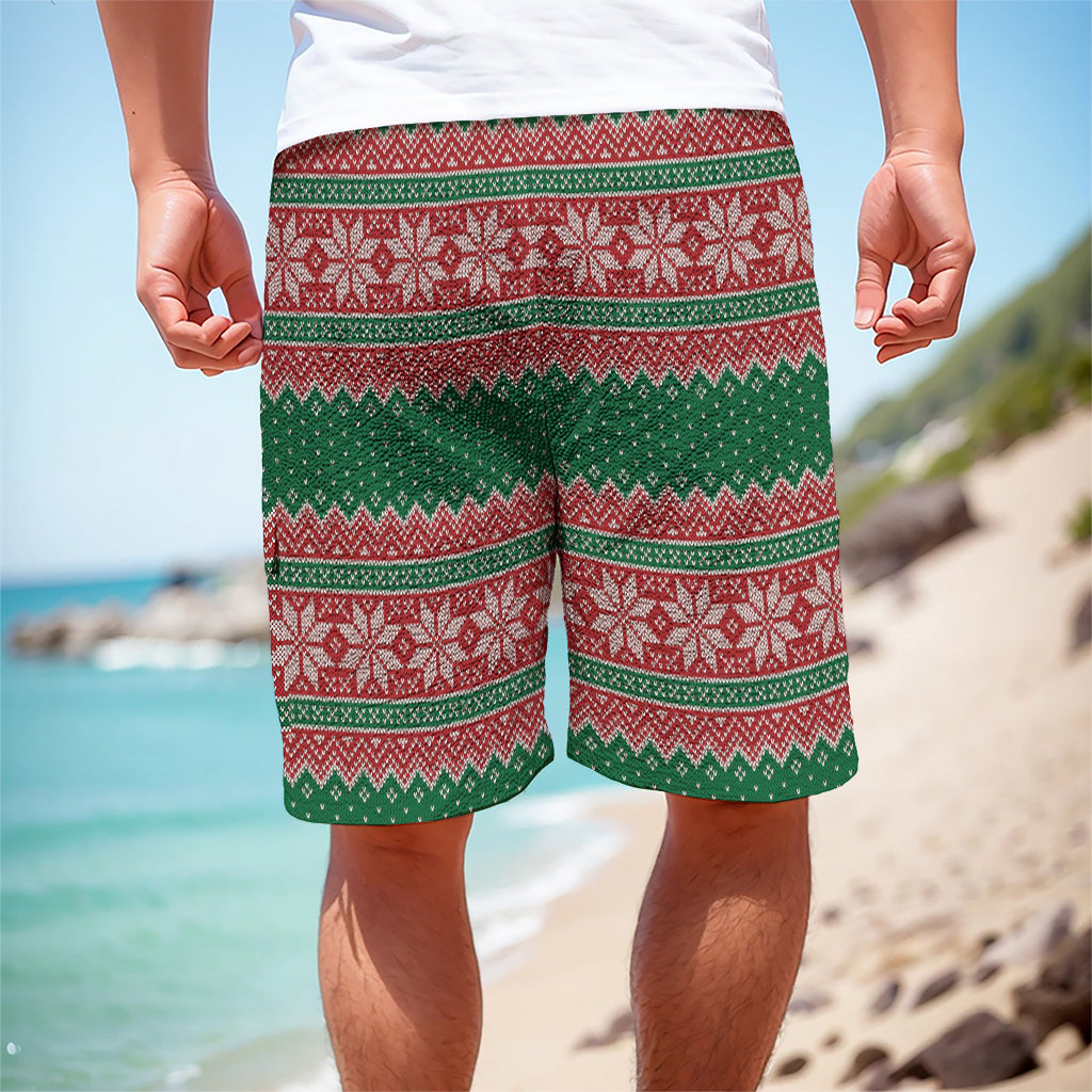 Christmas Knitted Pattern Print Men's Cargo Shorts