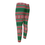 Christmas Knitted Pattern Print Men's Compression Pants