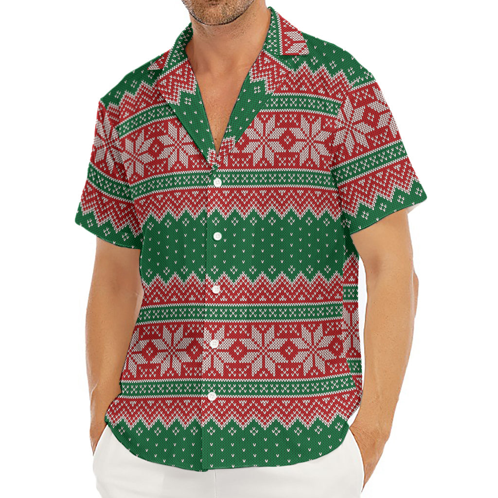 Christmas Knitted Pattern Print Men's Deep V-Neck Shirt