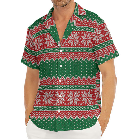 Christmas Knitted Pattern Print Men's Deep V-Neck Shirt